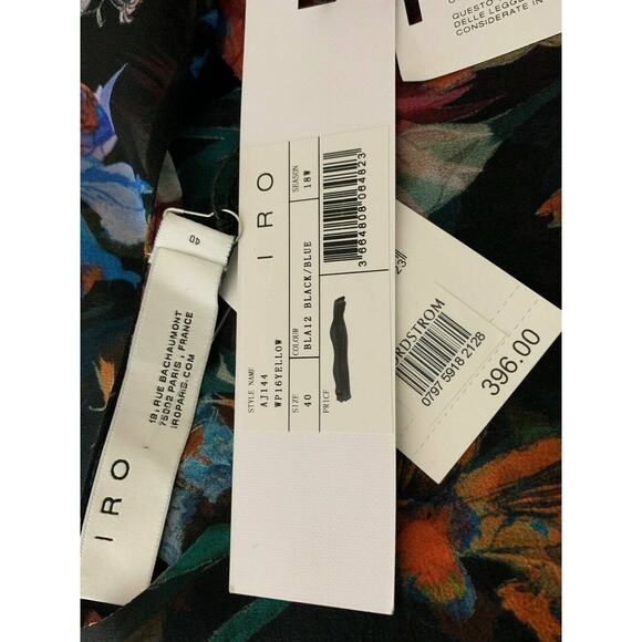 IRO Black Floral Ruffled asymmetrical Tunic Blouse Top size 40 - 8 - Picture 4 of 11